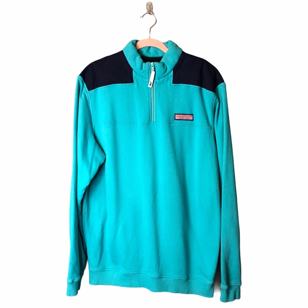 Vineyard Vines Quarter Zip Sweatshirt Blue Teal M - Picture 2 of 6